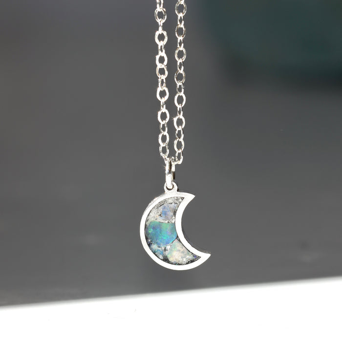 Australian Opal Moon Inlay Necklace #2