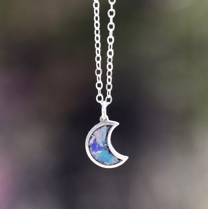 Australian Opal Moon Inlay Necklace #1