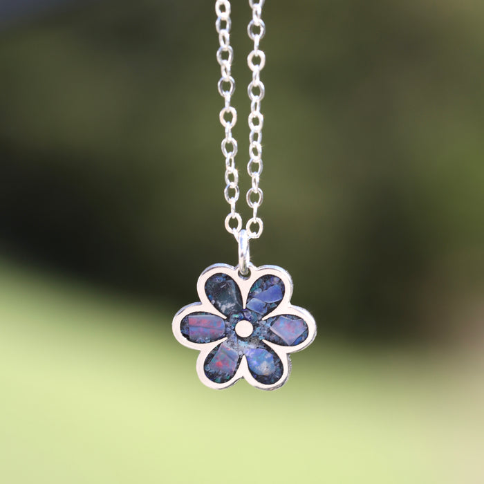 Australian Opal Flower Inlay Necklace #1
