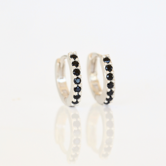 Black Crystal Huggie Hoop Earrings