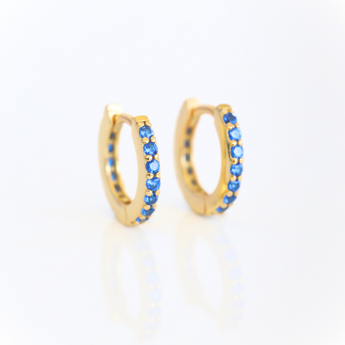 Blue Crystal Huggie Hoop Earrings