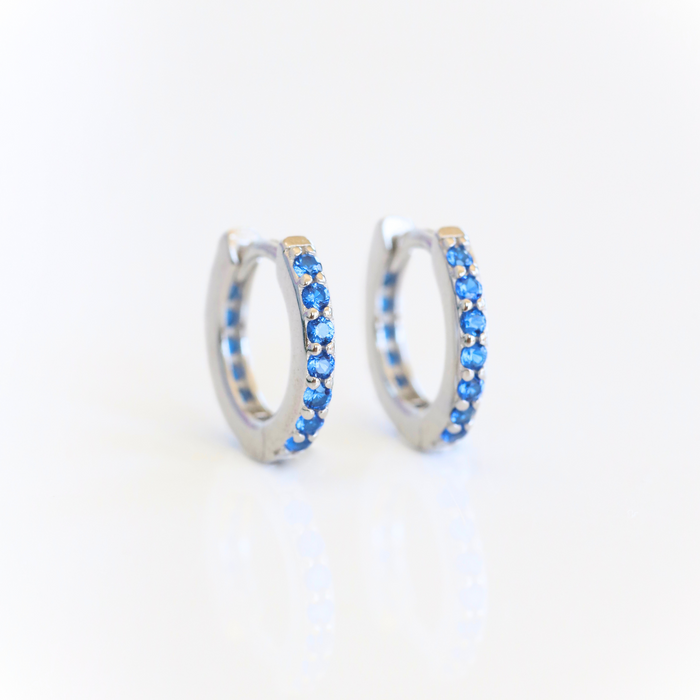 Blue Crystal Huggie Hoop Earrings