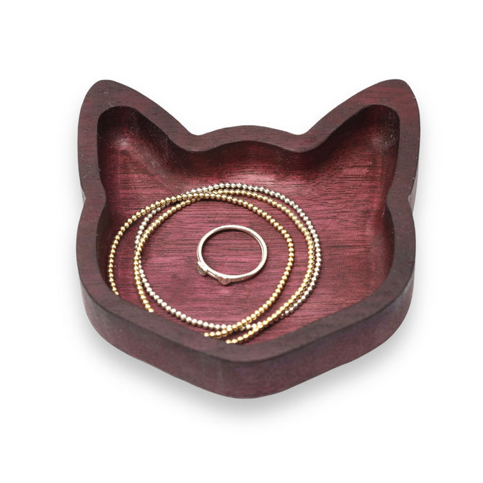 Cat Jewelry Dish in Purple Heart