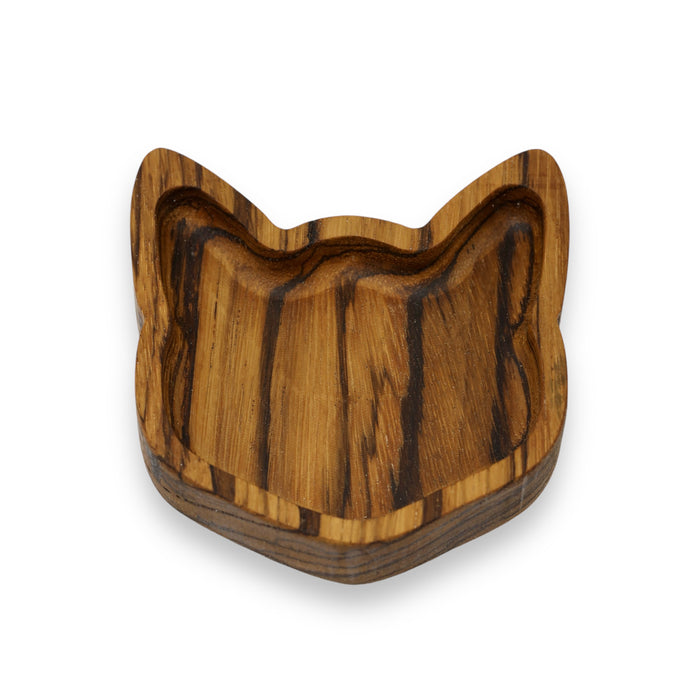 Cat Jewelry Dish in Zebra Wood