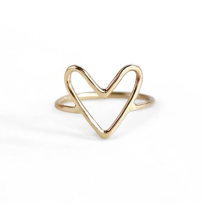 Solid 14k yellow gold heart statement ring by Shop Wrenn