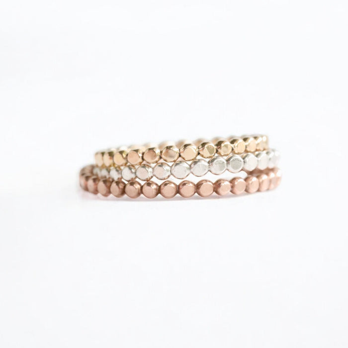 Gold filled textured dotted band ring