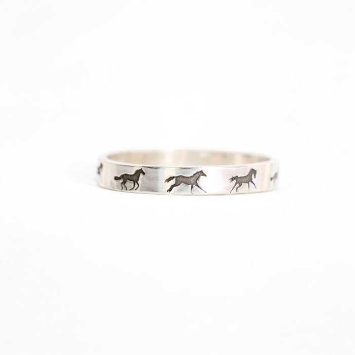 Sterling silver running horses stacking ring by Shop Wrenn