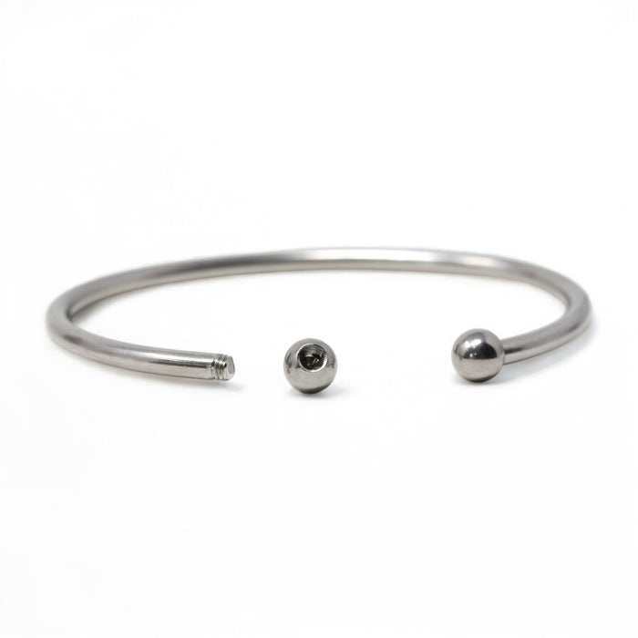 Threaded Cuff Bracelet in Stainless Steel- Add a charm!