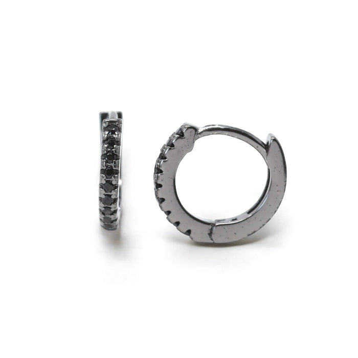 Black Crystal Huggie Hoop Earrings