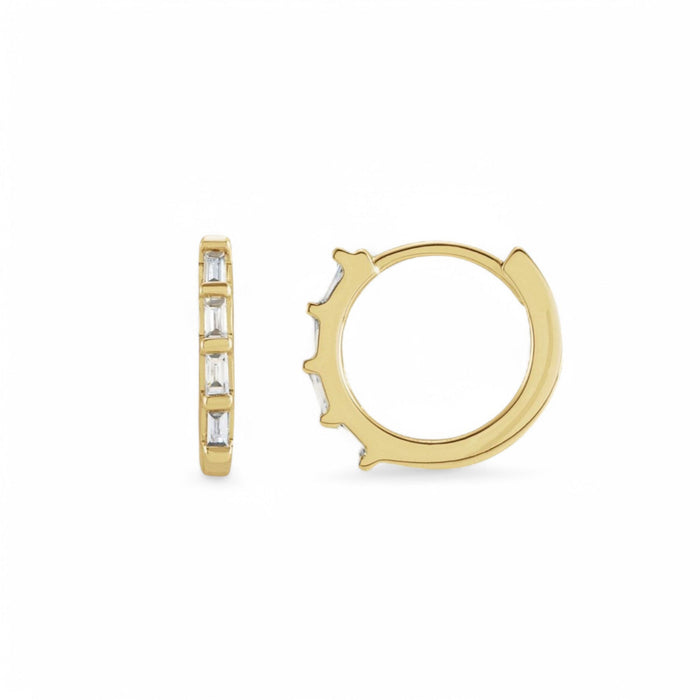 Diamond Huggie Hoop Earrings in 14k Gold