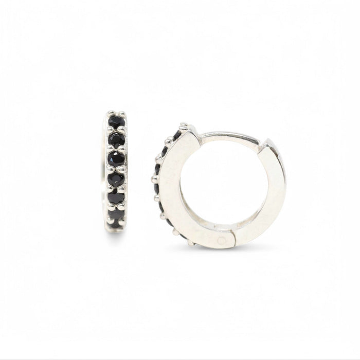 Black Crystal Huggie Hoop Earrings