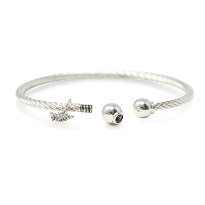 Twisted Threaded Cuff Bracelet in Sterling Silver- Add a charm!