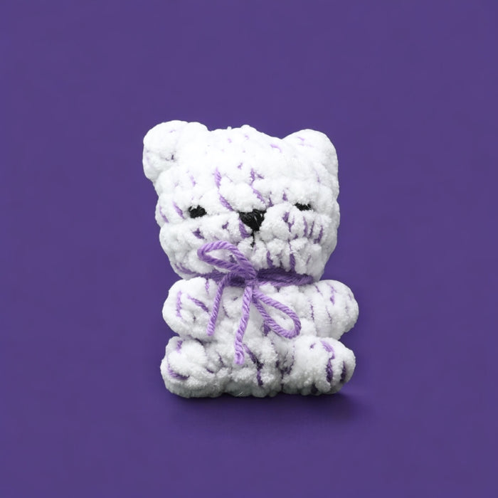 Fwey's Crochet Handmade White/Purple Bear