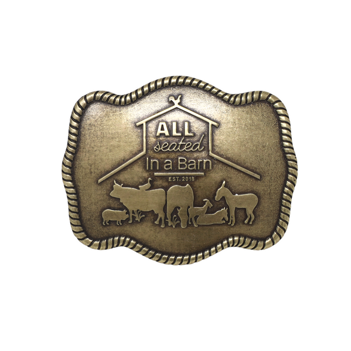 All Seated in a Barn Rescue Belt Buckle
