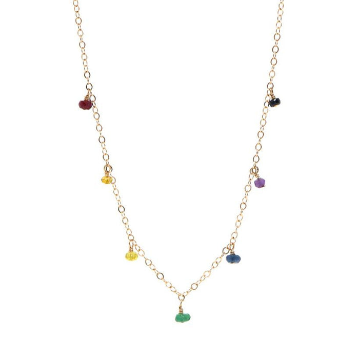 Melanie Rainbow Precious Gemstone Drop Necklace
