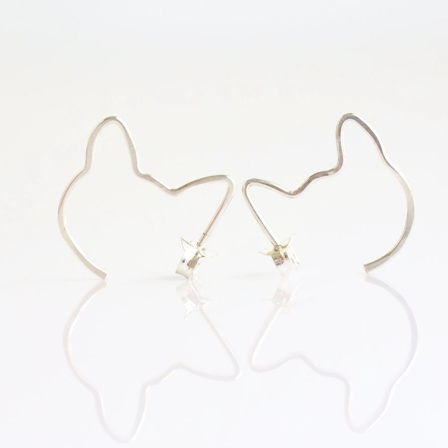 Mini Cat Hoop Stud Earrings