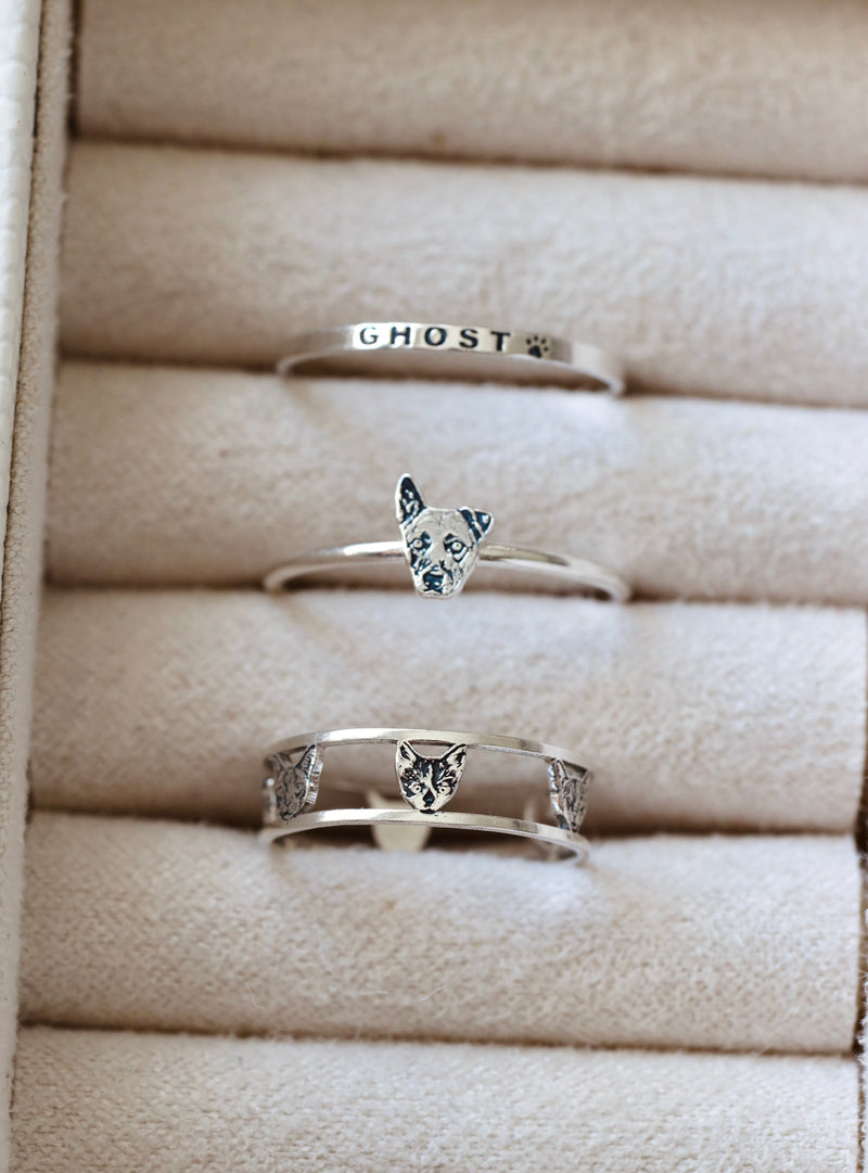 Multi Pet Portrait Ring – Handcrafted Custom Pet Jewelry