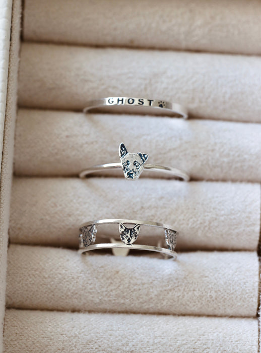 Multi Pet Portrait Ring – Handcrafted Custom Pet Jewelry