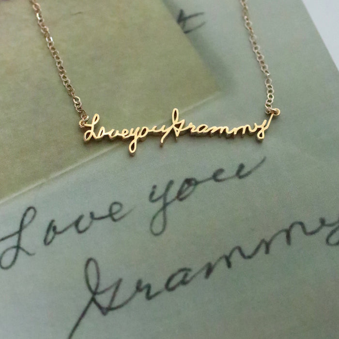 Gold Disc Handwriting Necklace | Sincerely Silver