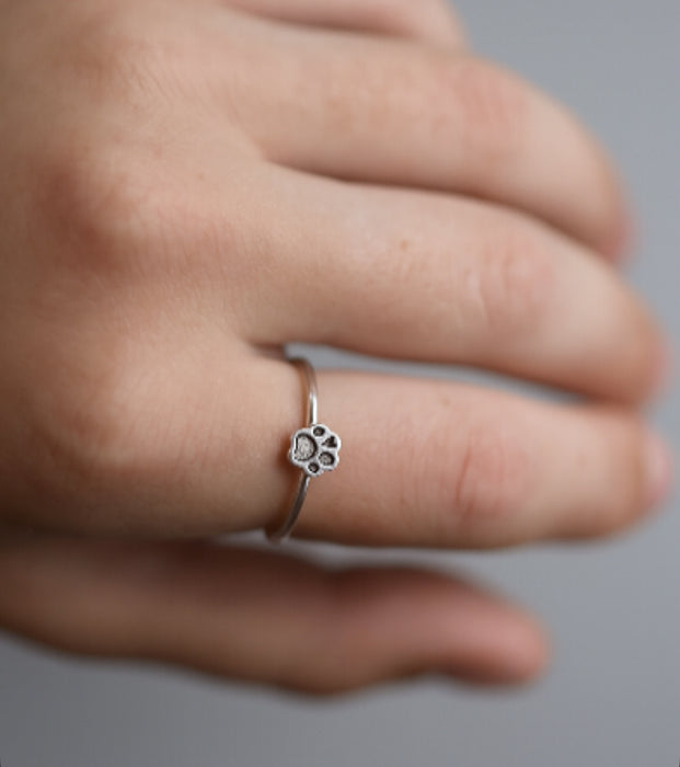 Paw Print Ring in Sterling Silver