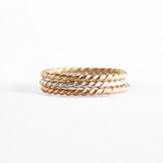 Gold-filled rope textured stackable ring