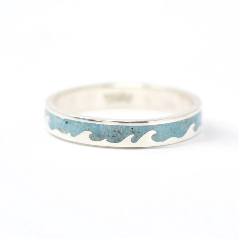 Waves Apatite Gemstone Inlay Ring