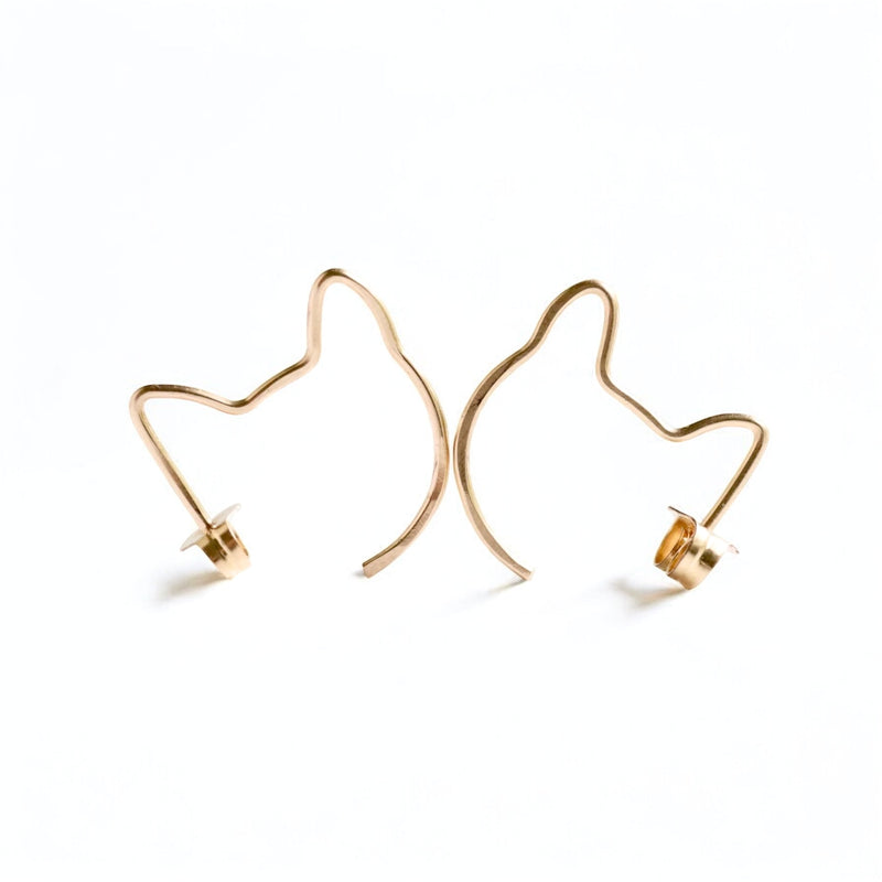 Mini Cat Hoop Stud Earrings