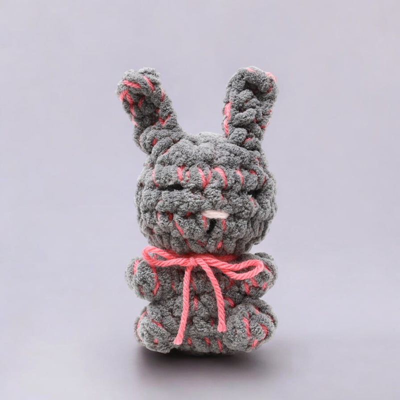 Fwey's Crochet Handmade Gray/Pink Bunny