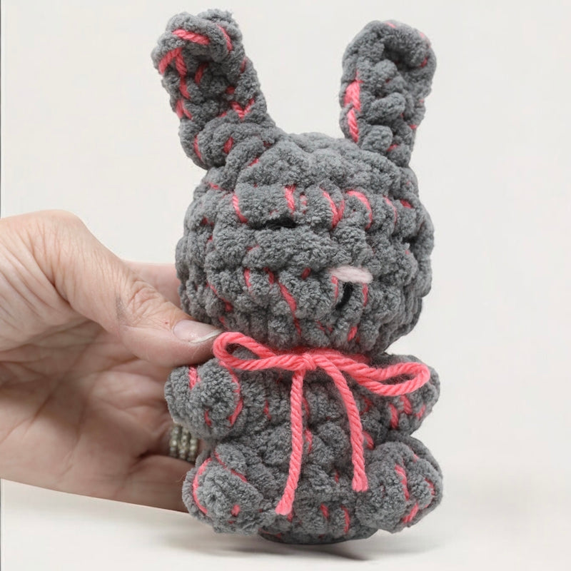 Fwey's Crochet Handmade Gray/Pink Bunny