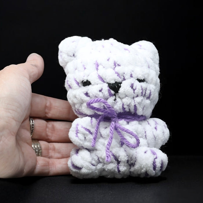 Fwey's Crochet Handmade White/Purple Bear