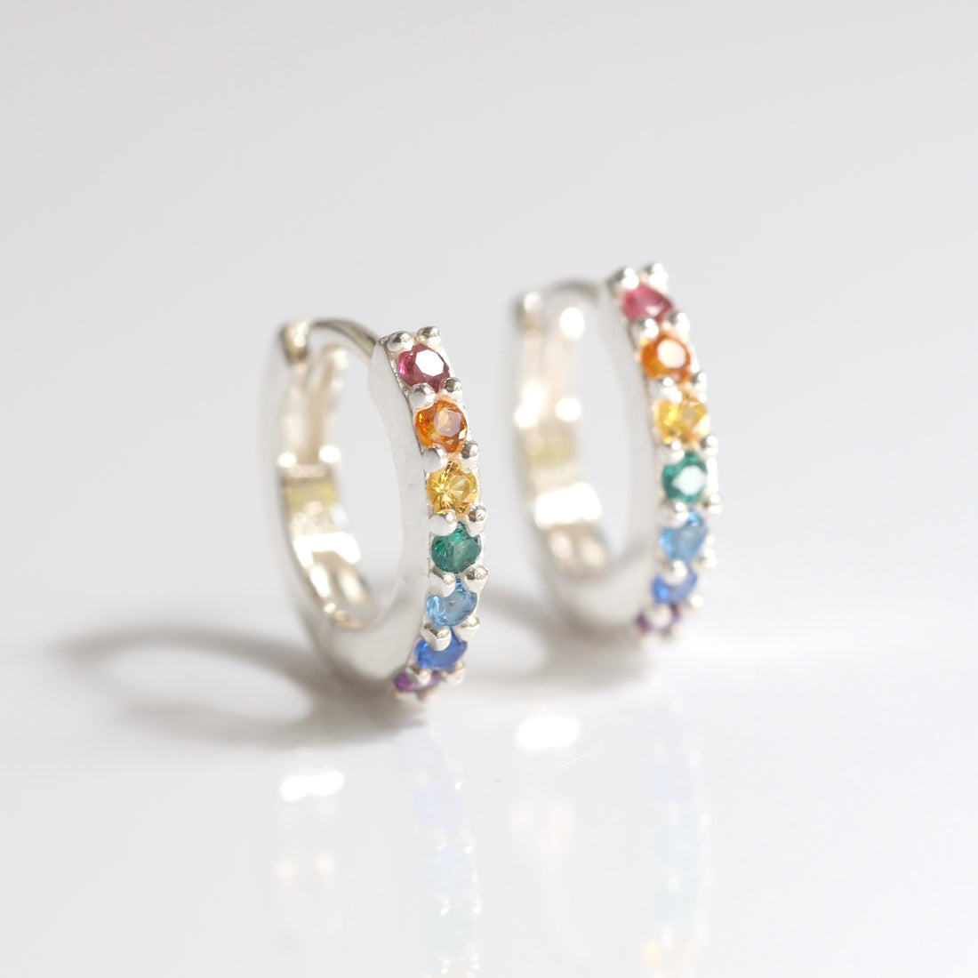 Callie Rainbow Huggie Hoop Earrings