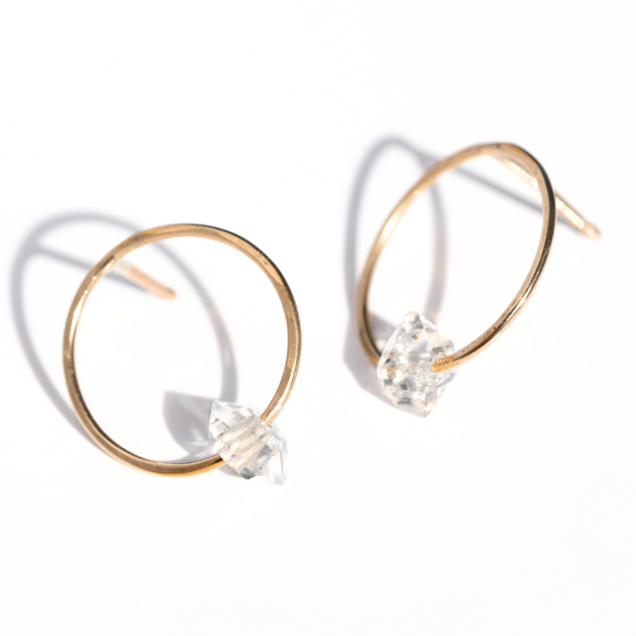 Herkimer Diamond Hoop Stud Earrings