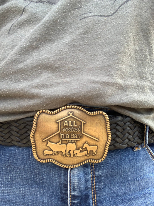 All Seated in a Barn Rescue Belt Buckle