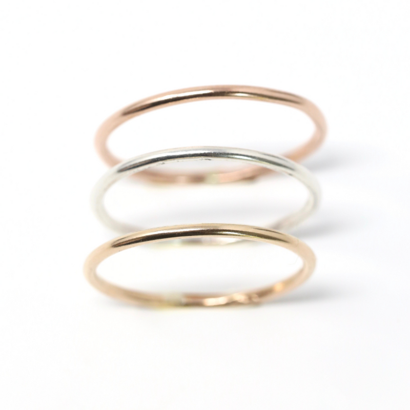 Smooth Stacking Ring – Minimalist Thin Band in Sterling Silver, Gold Filled & Solid Gold